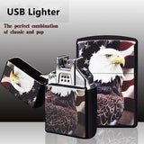 Creative USB Windproof Lighters Classic Metal Stamp Charging Arc Pulse Electronic Cigarette Lighter Tobacco Weed Smoke Lighter